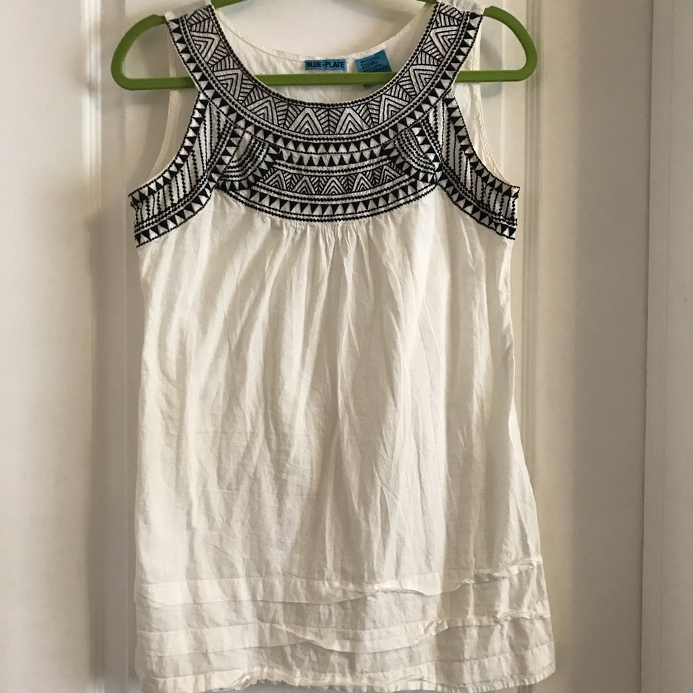 Blue plate 100% cotton boho tunic top